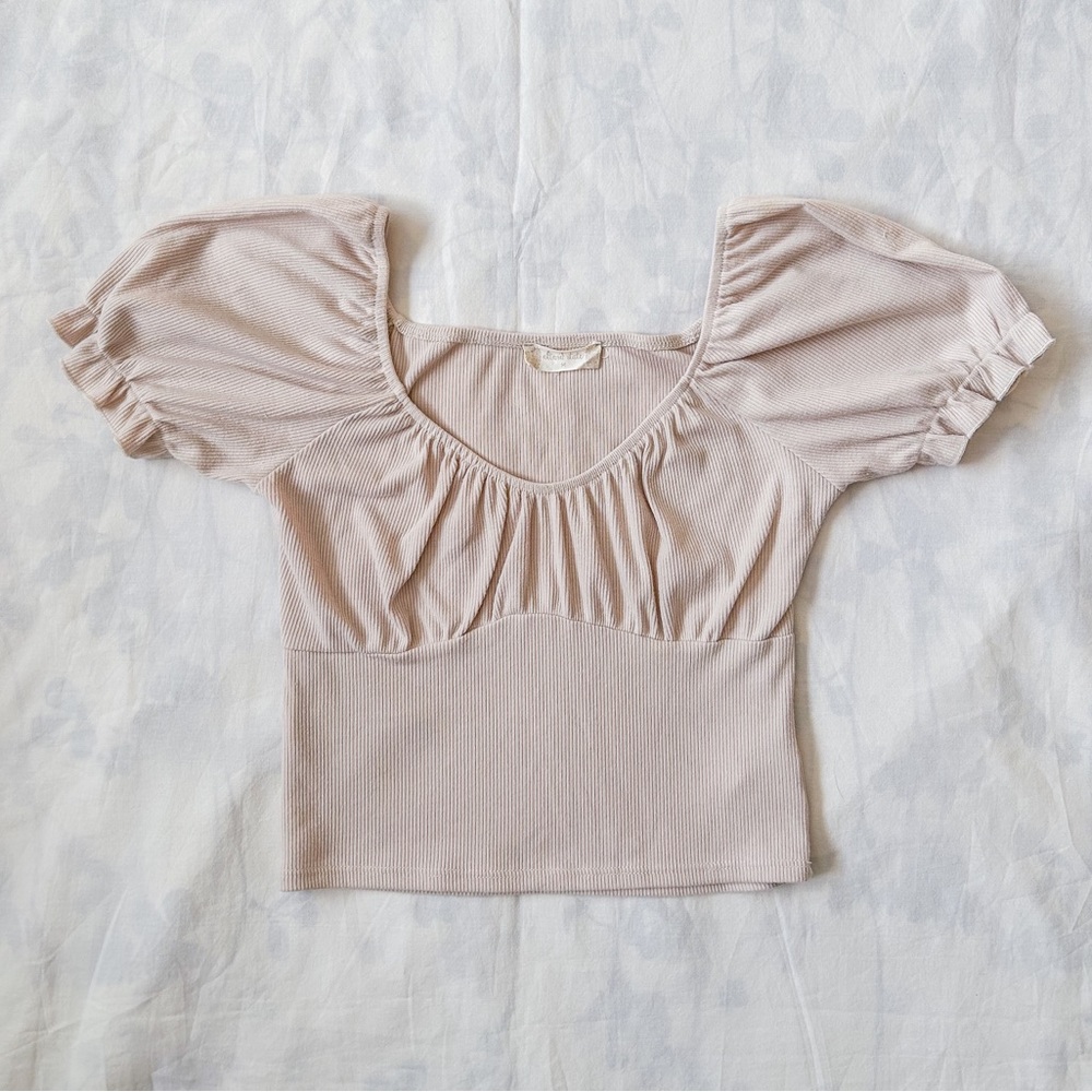 Altar’d State Puff Sleeve Crop Top (Size: M)